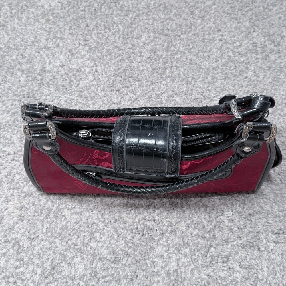 Y2K Red Heart Jacquard Shoulder Bag Black Faux Croc McBling Purse - Picture 9 of 12
